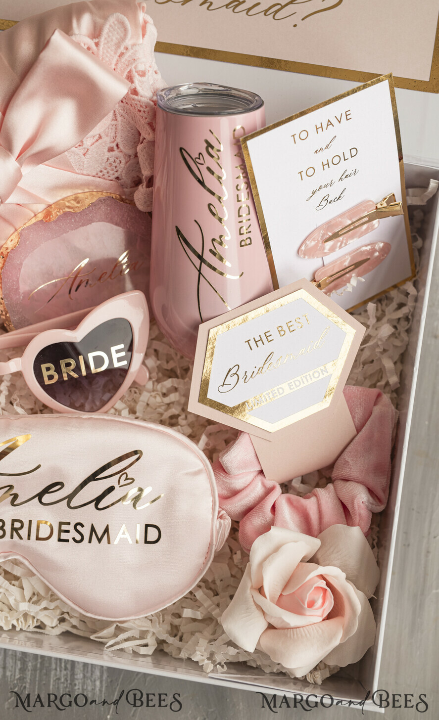 Brautjungfer/Trauzeuge Box Brautjungfern Vorschlagsbox Personalisierte Brautjungfer Vorschlagsbox mit Robe, vollständige Trauzeuginnenbox, Blush-Willst du meine Brautjungfer sein? Boxset