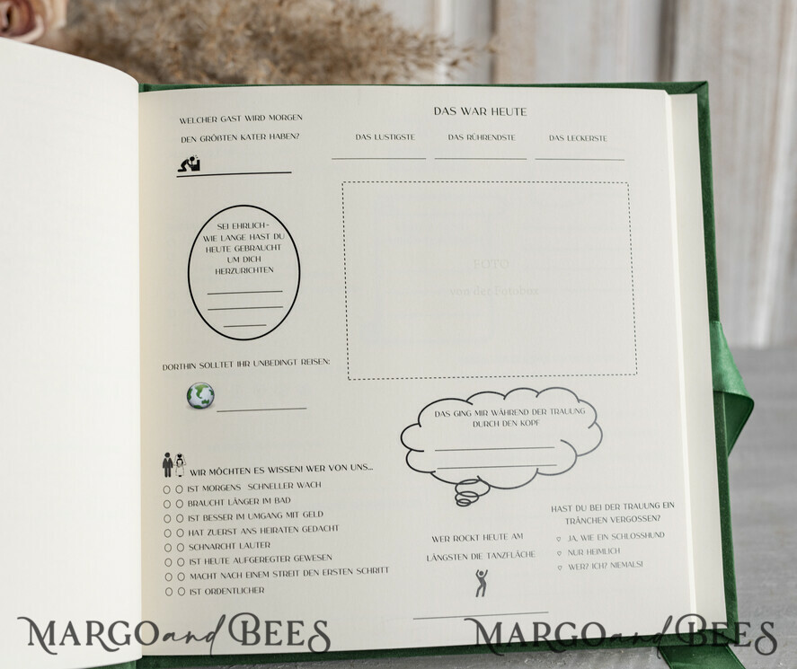 HOCHZEITS-GÄSTEBÜCHER Hochzeitsgästebuch Hochzeitsfoto-Gästebuch Polaroid Gold Acryl Hochzeitsgästebuch mit Fragen Personalisiertes Schilderset Samtweißes Sofort-Fotobuch Boho Elegant Instax Hochzeitsfoto-Gästebuch