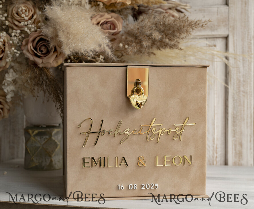  CARD BOXES hochzeitPOst Briefbox hochzeitPOst Briefbox, Spardose aus Samt für Hochzeiten, weißer Samt