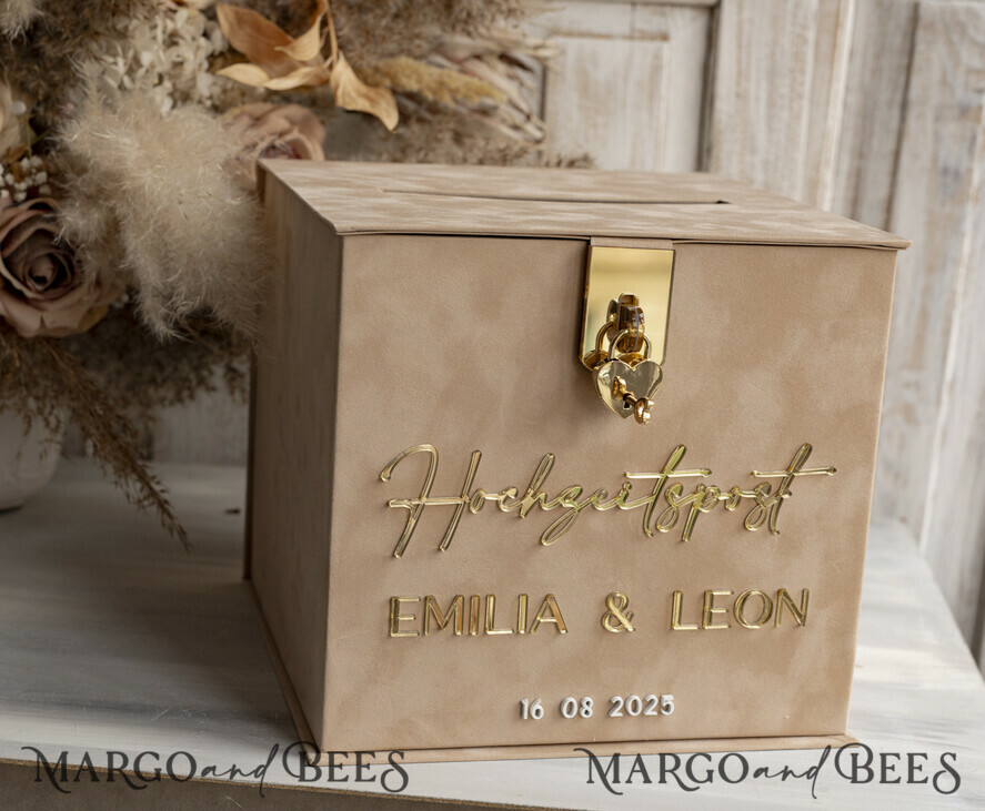  CARD BOXES hochzeitPOst Briefbox hochzeitPOst Briefbox, Spardose aus Samt für Hochzeiten, weißer Samt