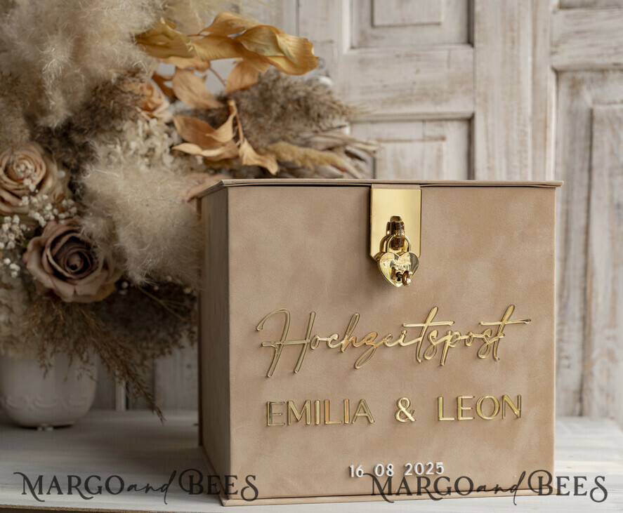  CARD BOXES hochzeitPOst Briefbox hochzeitPOst Briefbox, Spardose aus Samt für Hochzeiten, weißer Samt