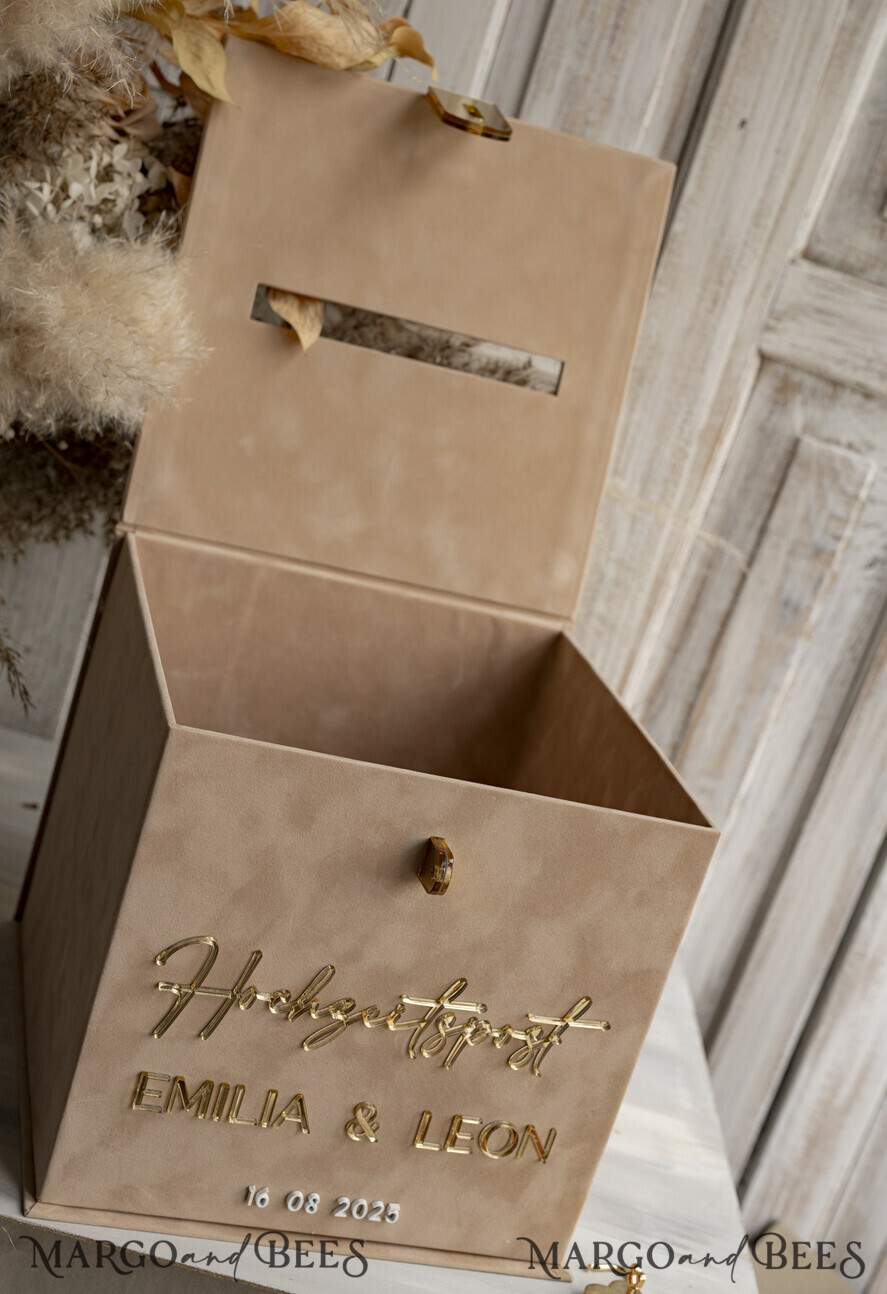  CARD BOXES hochzeitPOst Briefbox hochzeitPOst Briefbox, Spardose aus Samt für Hochzeiten, weißer Samt