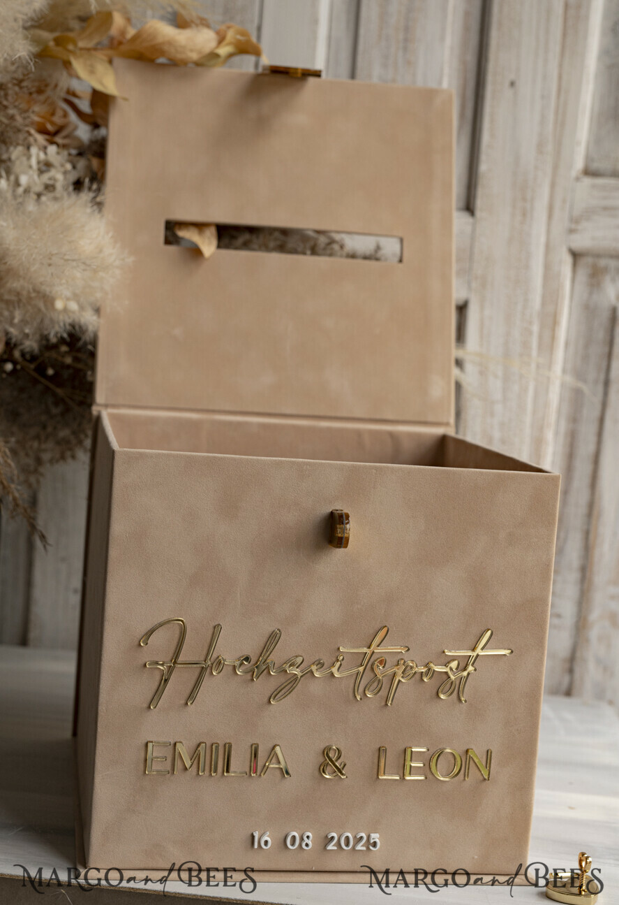  CARD BOXES hochzeitPOst Briefbox hochzeitPOst Briefbox, Spardose aus Samt für Hochzeiten, weißer Samt
