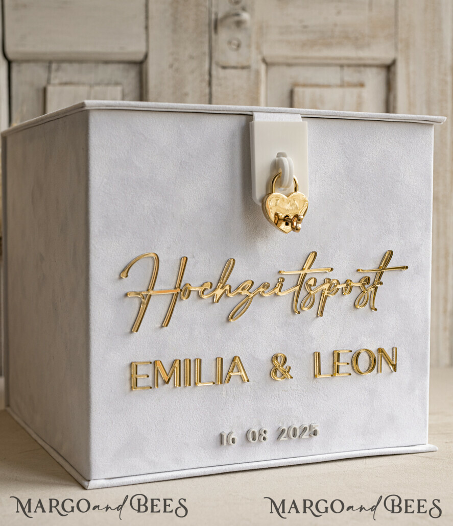  CARD BOXES hochzeitPOst Briefbox hochzeitPOst Briefbox, Spardose aus Samt für Hochzeiten, weißer Samt