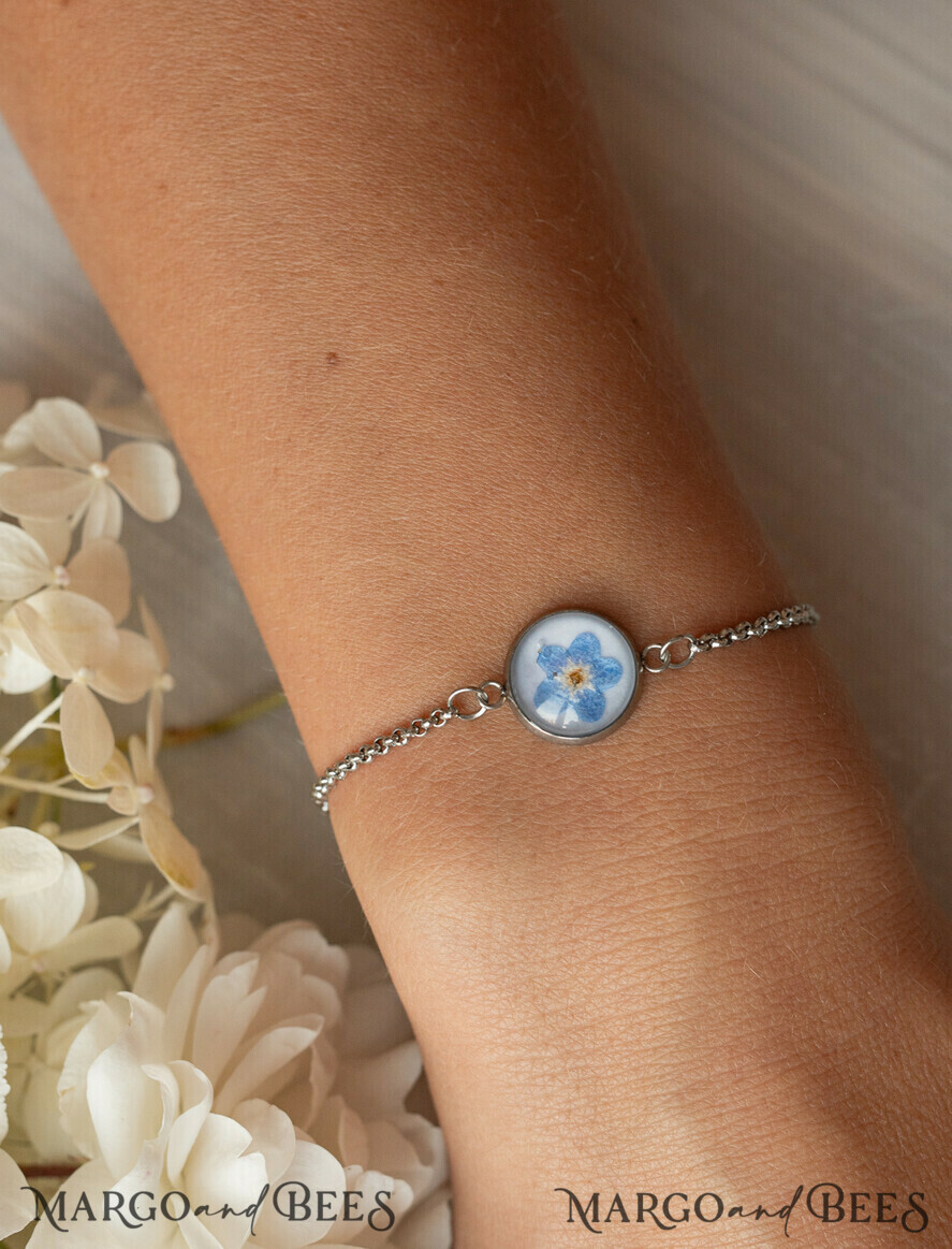 BRIDESMAID/BEST MAN BOX Trauzeuge Fragen Geschenkbox Ein Geschenk für die Braut – Ein Armband mit einer Vergissmeinnicht-Blume in einer Geschenkbox mit Widmung