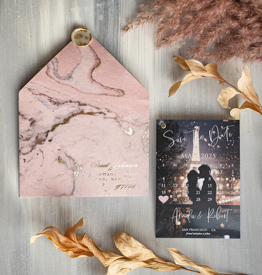 SAVE THE DATES photo vellum plexi  Blush Pink Marble Gold Save the Date Cards with Photo, Plexi Clear Save Our Dates with Photo 