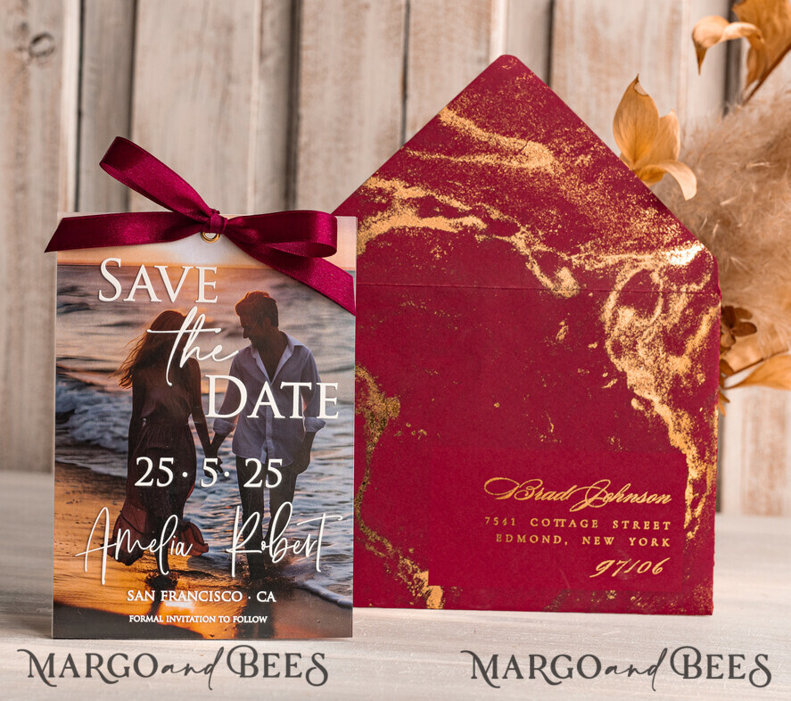 SAVE THE DATES photo vellum plexi  Callendar Clear Blush Pink Marble Gold Save the Date Cards with Photo, Plexi Clear Save Our Dates with Photo 