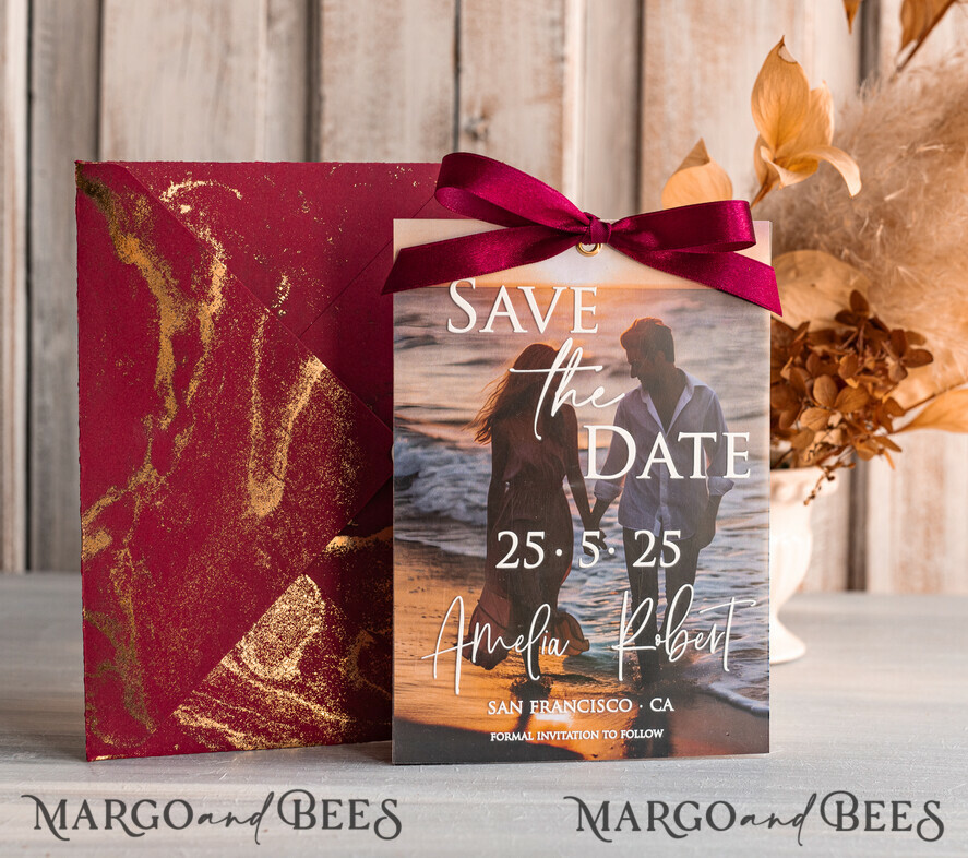 SAVE THE DATES photo vellum plexi  Callendar Clear Blush Pink Marble Gold Save the Date Cards with Photo, Plexi Clear Save Our Dates with Photo 