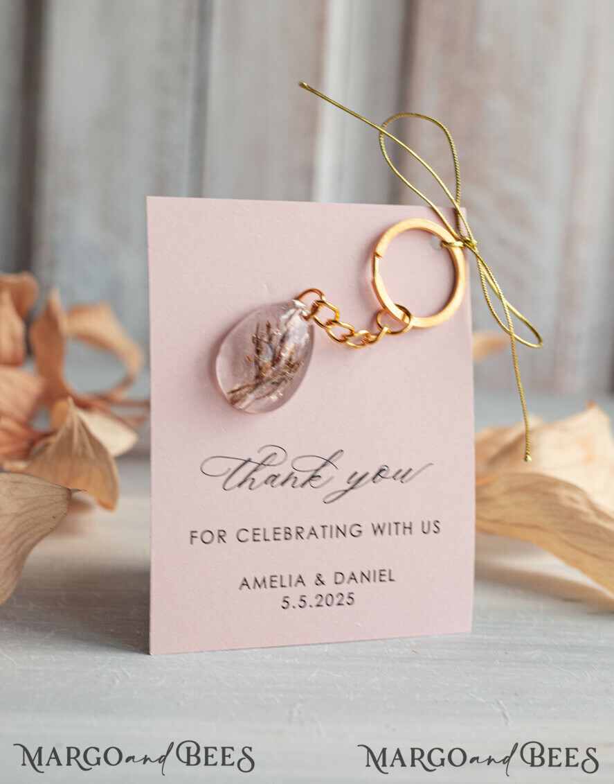 WEDDING FAVORS Resin Custom Resin Keychain Wedding Favors For Guests in bulk Custom Resin Keychain, Golden personalised Thank you gifts Teardrop Keychain with Gold-Plated Stainless Steel Hardware