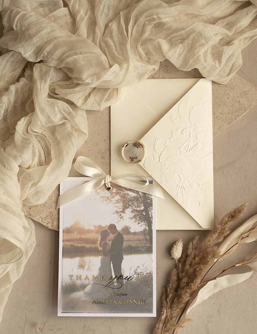 THANK YOU CARDS photo gold vellum plexi Printed vellum Wedding Photo Thank You Cards, Modern Wedding Thank You Cards with Photo, Minimalist Thank You Cards Wedding