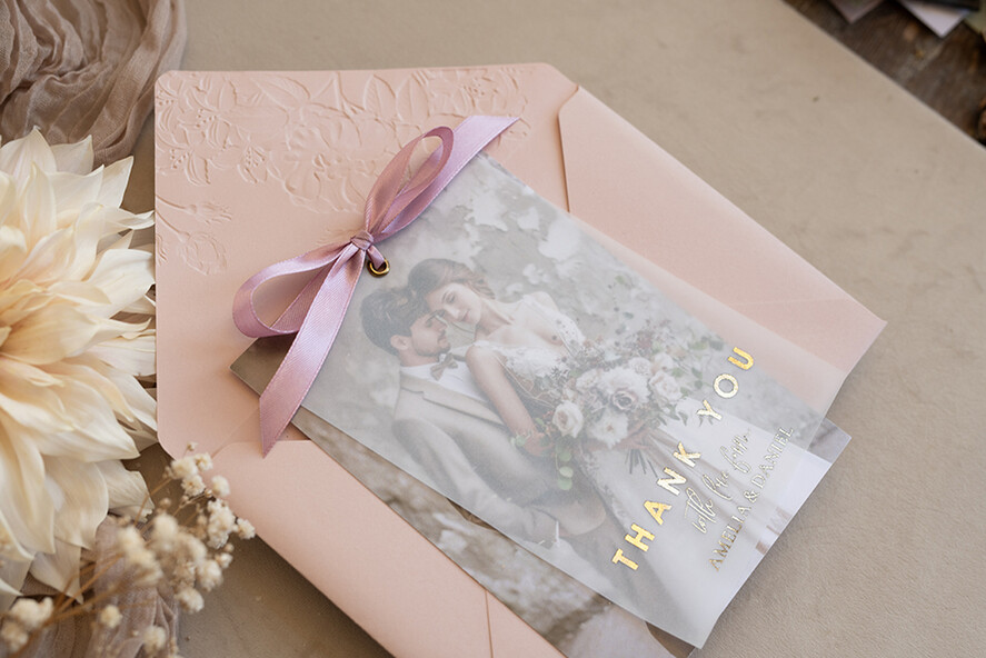 THANK YOU CARDS photo gold vellum plexi Printed vellum Wedding Phcustomoto Thank You Cards, Modern Wedding Thank You Cards with Photo, Minimalist Thank You Cards Wedding