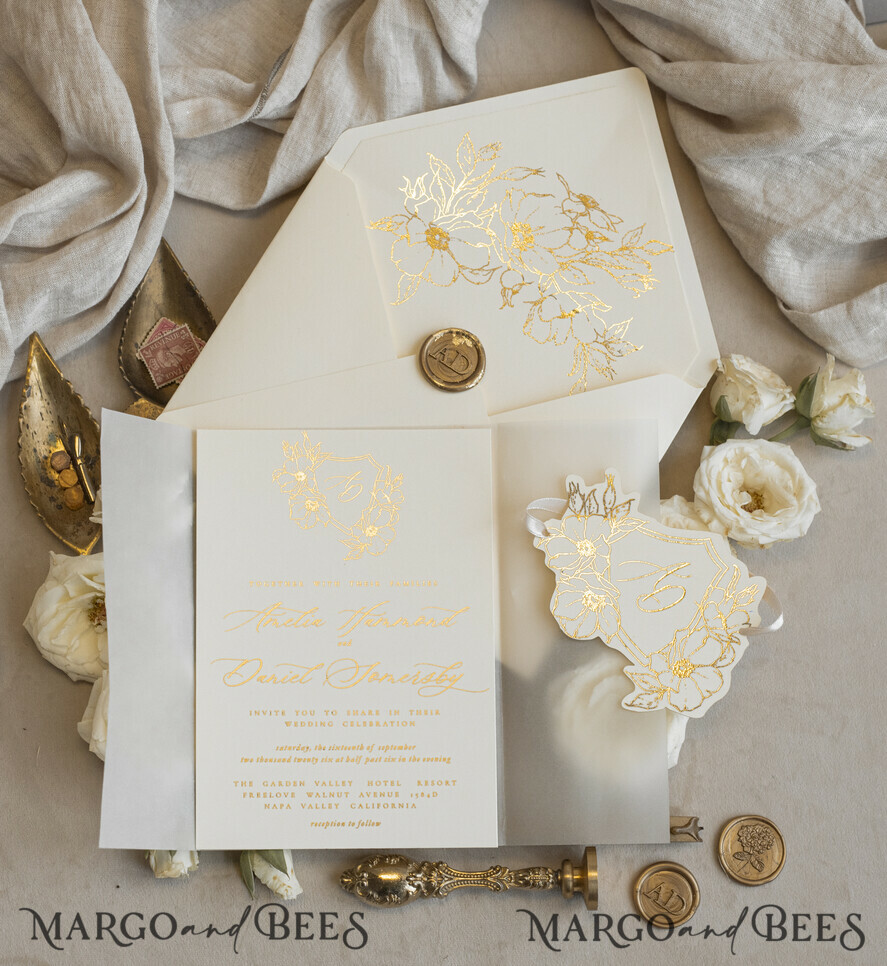 WEDDING INVITATIONS whimsical boho invites Vintage Floral Crest Monogram Blush Wedding Invitation with chiffon torn bow,  French Provence Garden Elegant Floral Wedding Invitation suite Deckled Torn edges , Elegant Toile de Jouy & Baroque Invitation set 