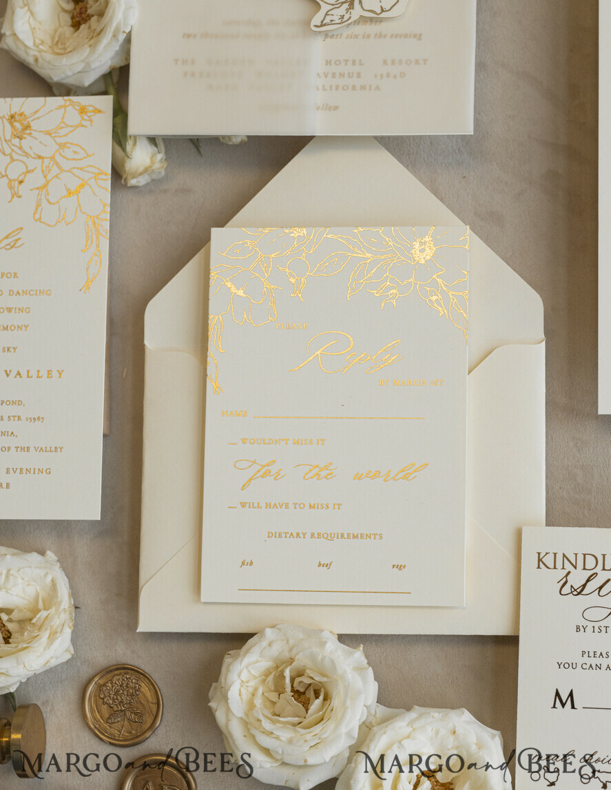 WEDDING INVITATIONS whimsical boho invites Vintage Floral Crest Monogram Blush Wedding Invitation with chiffon torn bow,  French Provence Garden Elegant Floral Wedding Invitation suite Deckled Torn edges , Elegant Toile de Jouy & Baroque Invitation set 
