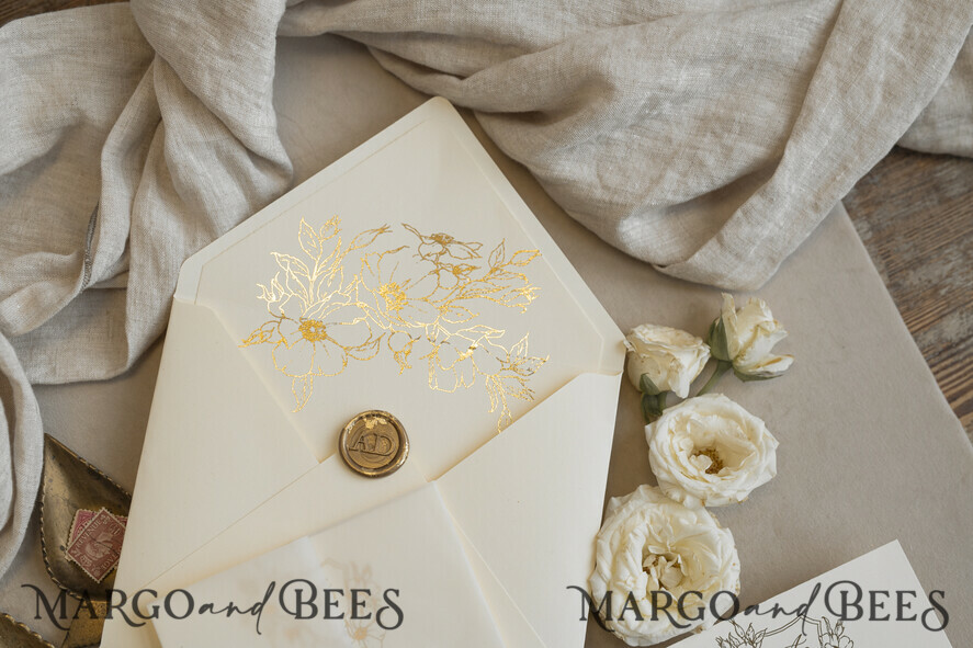 WEDDING INVITATIONS whimsical boho invites Vintage Floral Crest Monogram Blush Wedding Invitation with chiffon torn bow,  French Provence Garden Elegant Floral Wedding Invitation suite Deckled Torn edges , Elegant Toile de Jouy & Baroque Invitation set 