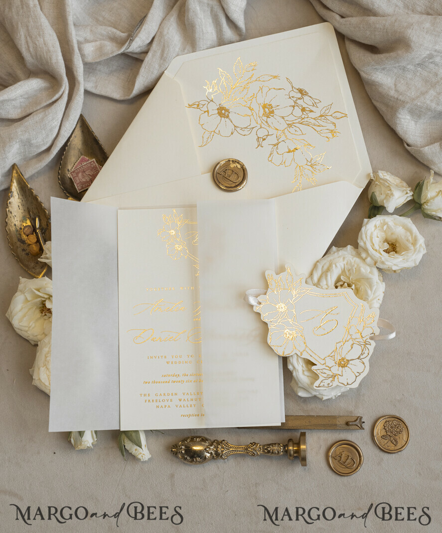 WEDDING INVITATIONS whimsical boho invites Vintage Floral Crest Monogram Blush Wedding Invitation with chiffon torn bow,  French Provence Garden Elegant Floral Wedding Invitation suite Deckled Torn edges , Elegant Toile de Jouy & Baroque Invitation set 