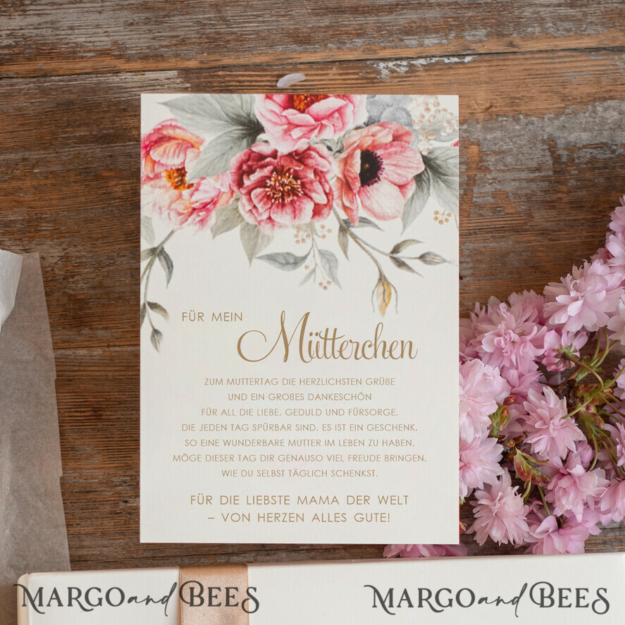Geschenke zum Muttertag Geschenkset Entspannung Geschenkidee zum Muttertag: Goldenes Schnapsglas & Flaschenetikett – Geschenkset für Mama mit Glückwünschen
