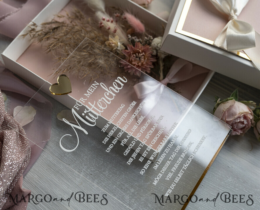Geschenke zum Muttertag Grußkarten für Mama Statuette mit Widmung für Mama – Geschenk in eleganter Box mit Trockenblumen & HerzGeschenk zum Muttertag  Geschenkidee zum Muttertag