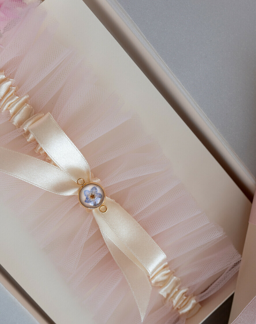 BRIDE bolero, robes, garter Geschenkidee für die Braut Strumpfband Tüll-Strumpfband in Geschenkbox – Überraschung vom Junggesellinnenabschied