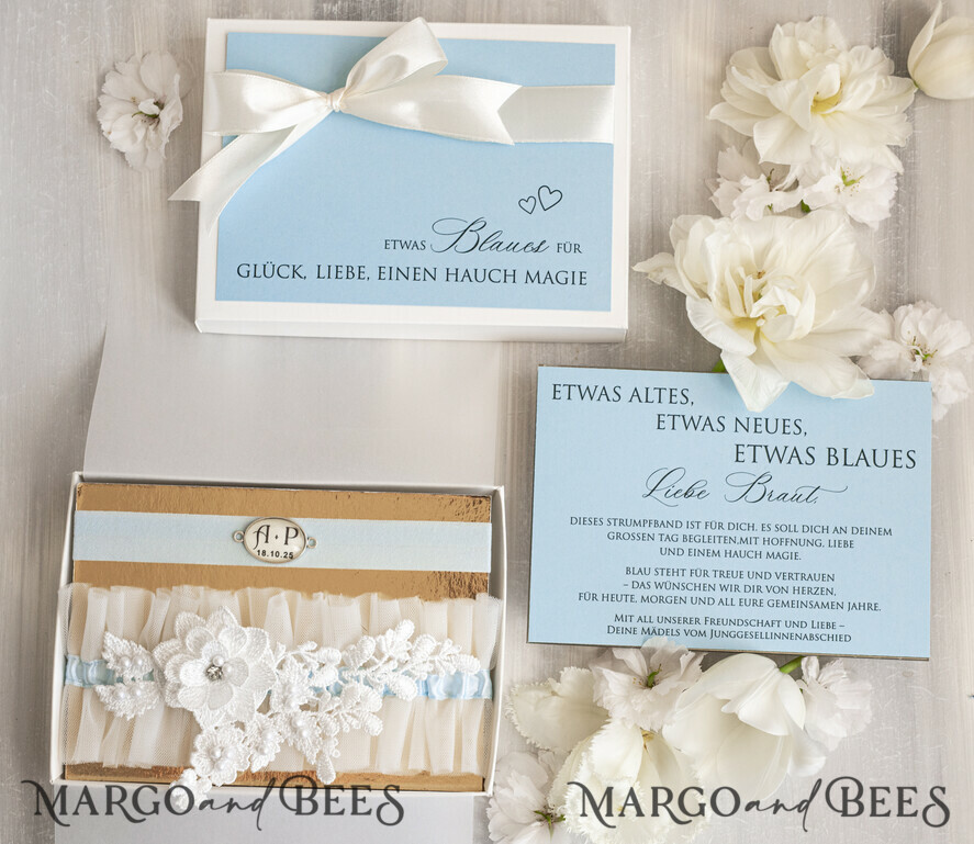 BRIDE bolero, robes, garter Geschenkidee für die Braut Strumpfband Strumpfband Etwas Blaues Geschenk für die Braut von der Trauzeugin JGA