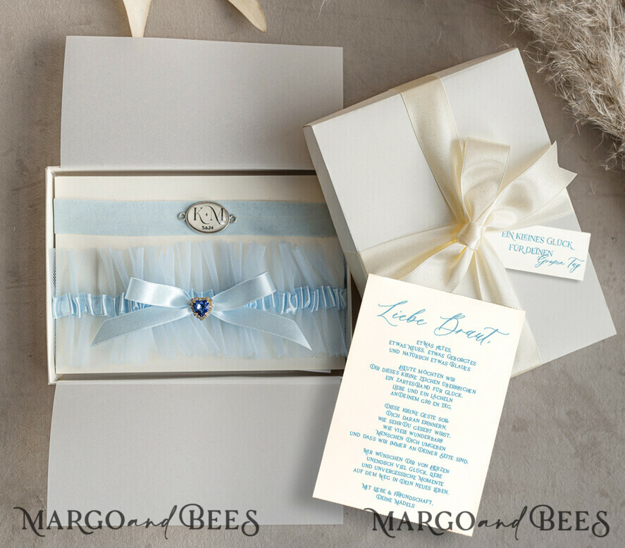 BRIDE bolero, robes, garter Geschenkidee für die Braut Strumpfband Doppeltes Strumpfband-Set für die Braut – edel & romantisch in Geschenkbox mit Gedicht – perfektes Geschenk zur Hochzeit