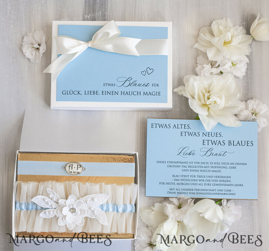 BRIDE bolero, robes, garter Geschenkidee für die Braut Strumpfband Strumpfband Etwas Blaues Geschenk für die Braut von der Trauzeugin JGA
