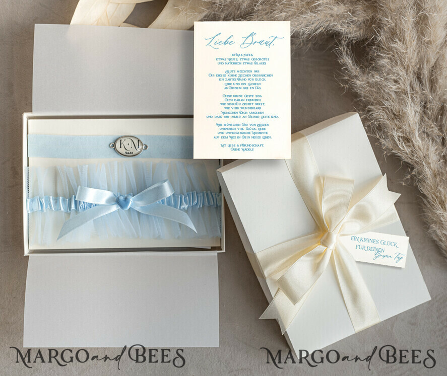 BRIDE bolero, robes, garter Geschenkidee für die Braut Strumpfband Doppeltes Strumpfband-Set für die Braut – edel & romantisch in Geschenkbox mit Gedicht – perfektes Geschenk zur Hochzeit