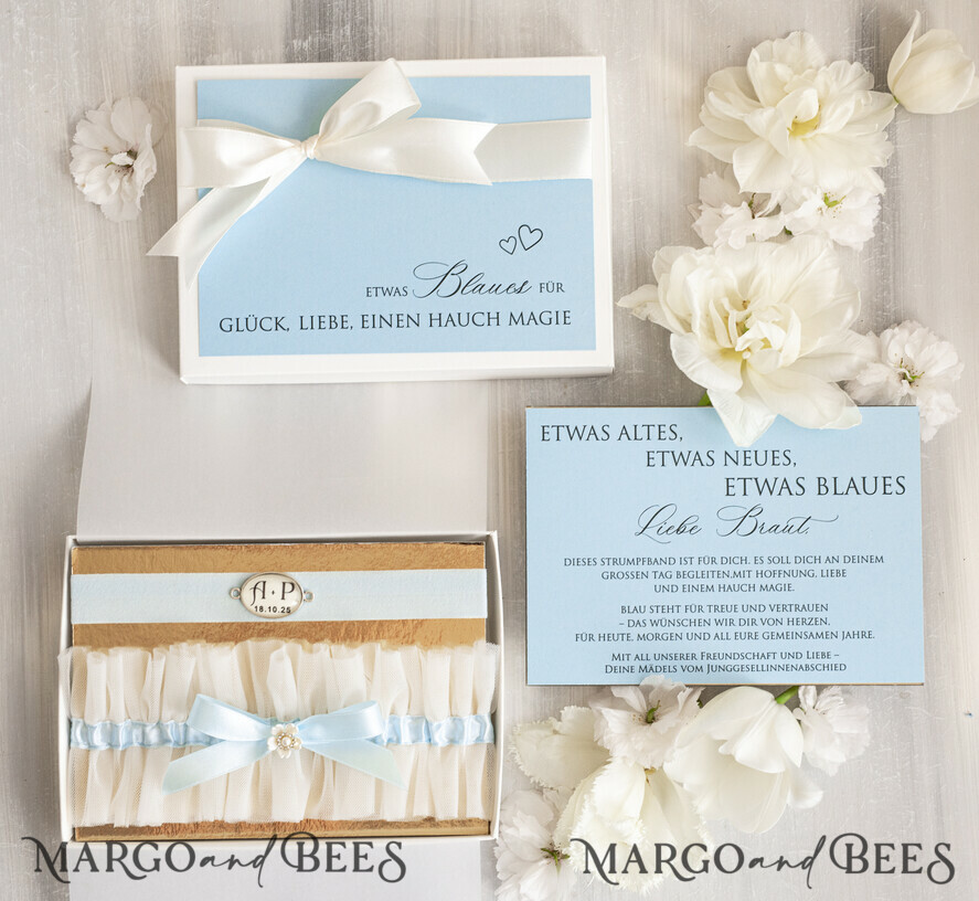 BRIDE bolero, robes, garter Geschenkidee für die Braut Strumpfband Strumpfband Etwas Blaues Geschenk für die Braut von der Trauzeugin JGA