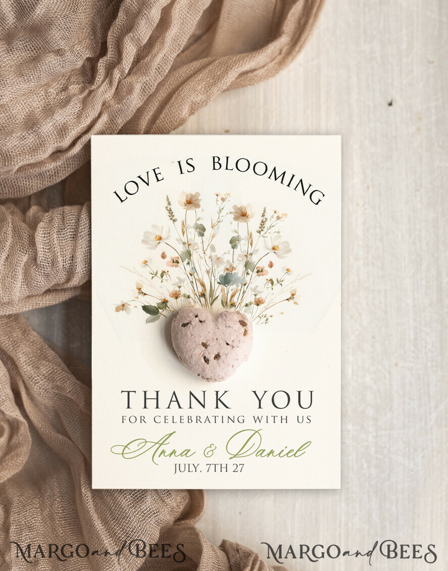 WEDDING FAVORS  Seeds of Love Wedding Favor gifts in bulk Personalized Seed Card With Plantable Seed Paper. Wildflower Seed Paper. Thank you gifts for guests