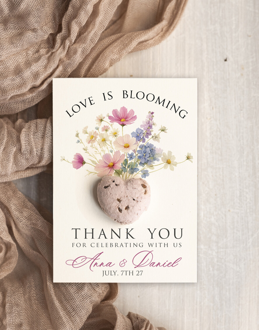 WEDDING FAVORS  Seeds of Love Wedding Favor gifts in bulk Personalized Seed Card With Plantable Seed Paper. Wildflower Seed Paper. Thank you gifts for guests