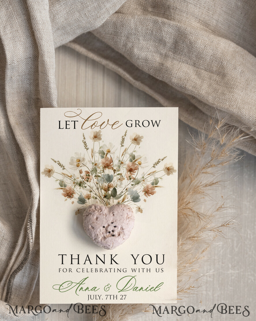 WEDDING FAVORS  Seeds of Love Wedding Favor gifts in bulk Personalized Seed Card With Plantable Seed Paper. let love grow Thank you gifts for guests