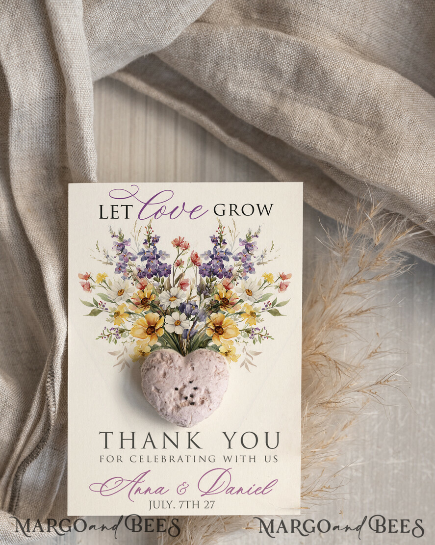 WEDDING FAVORS  Seeds of Love Wedding Favor gifts in bulk Personalized Seed Card With Plantable Seed Paper. Wildflower Seed Paper. Thank you gifts for guests