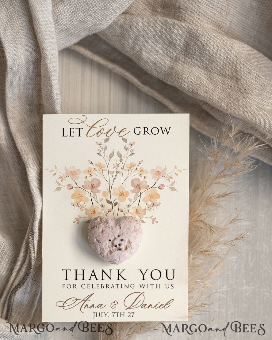 WEDDING FAVORS  Seeds of Love Wedding Favor gifts in bulk Personalized Seed Card With Plantable Seed Paper. Wildflower Seed Paper. Thank you gifts for guests