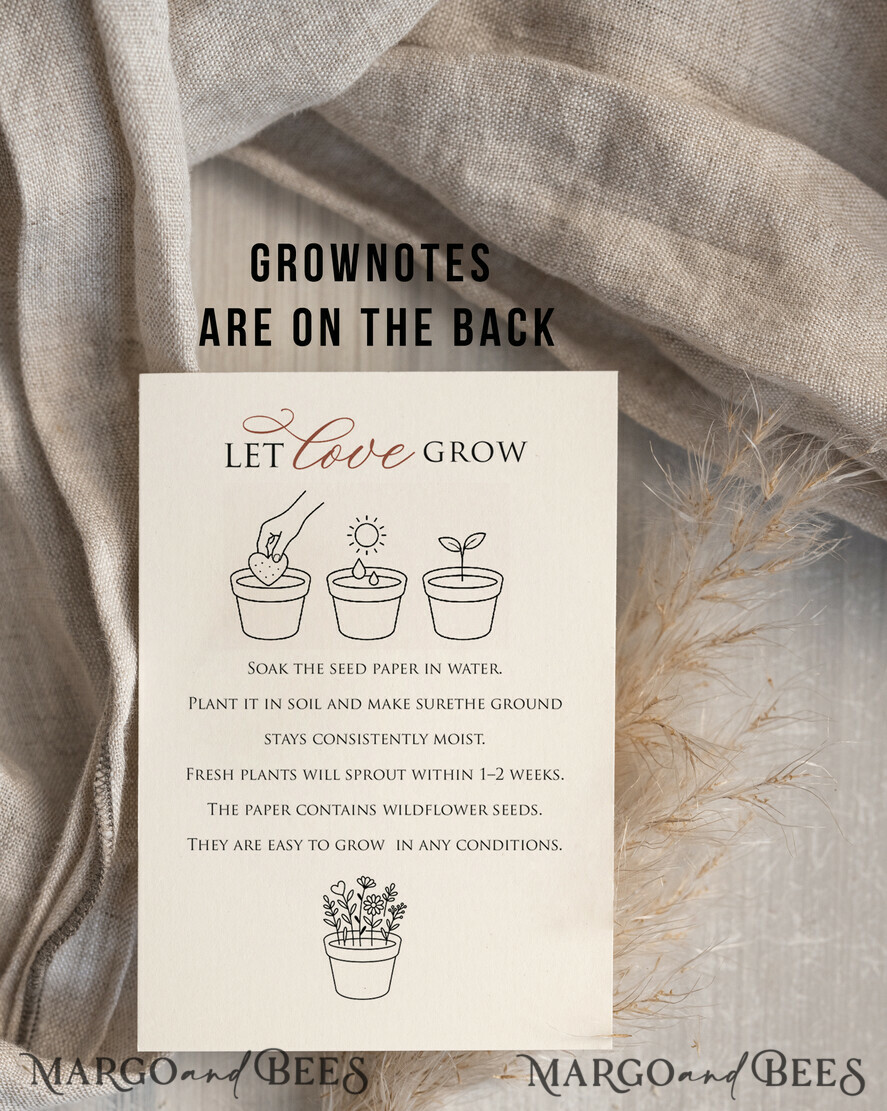 WEDDING FAVORS  Seeds of Love Wedding Favor gifts in bulk Personalized Seed Card With Plantable Seed Paper. let love grow Thank you gifts for guests