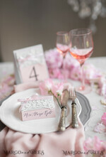 TABLE DECOR SIGNS romantic Romantic Rustic Wedding Table Number with Pink Ribbon, Vintage Lace Custom Table Cards, Light Grey and Blush Pink Shabby Chic Wedding Table Décor, Editable Text8