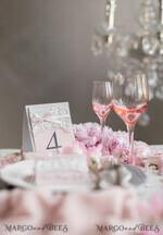 TABLE DECOR SIGNS romantic Romantic Rustic Wedding Table Number with Pink Ribbon, Vintage Lace Custom Table Cards, Light Grey and Blush Pink Shabby Chic Wedding Table Décor, Editable Text8