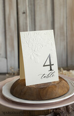TABLE DECOR SIGNS romantic Romantic Dusty Blue Wedding Table Number With Stand, Simple Handmade Modern Floral Table Number, Minimalistic Elegant Stationery Table Décor With Flowers       5
