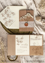 WEDDING INVITATIONS rustic / country / shabby chick Natural baby breath flowers wedding invitation suite, Minimalistic rustical wedding invitations set, eco invitation set, Beige Modern boho wedding invites18