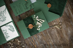 WEDDING INVITATIONS rustic / country / shabby chick Emerald Green wedding Invitation suite, Greenery Velvet invitations set, Modern boho invites set with real baby breath flowers 10