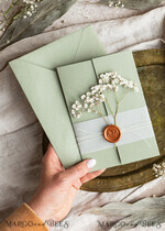 WEDDING INVITATIONS rustic / country / shabby chick Sage green wedding inviation set Natural baby breath flower wedding invitations suite Modern boho wedding invites Grarden Wedding15