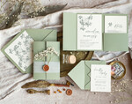 WEDDING INVITATIONS rustic / country / shabby chick Sage green wedding inviation set Natural baby breath flower wedding invitations suite Modern boho wedding invites Grarden Wedding15