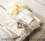 WEDDING INVITATIONS rustic / country / shabby chick Rustic Wedding invitations with Vintage Lace and Woden Heart Craft Envelope Simple Elegant Stationery 7