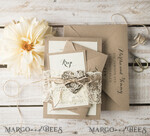 WEDDING INVITATIONS rustic / country / shabby chick Rustic Wedding invitations with Vintage Lace and Woden Heart Craft Envelope Simple Elegant Stationery 7