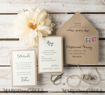 WEDDING INVITATIONS rustic / country / shabby chick Rustic Wedding invitations with Vintage Lace and Woden Heart Craft Envelope Simple Elegant Stationery 7