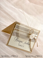 PLATZKARTEN / TISCHKARTEN  
 Rustikale Eco-Hochzeitsplatzkarten Elegante Eco-Braune Hochzeitstischkarten mit weißer Rose, Elfenbein Hochzeit Namensschilder mit braunem Jute-Schnur und getrocknetem Blatt, Rustikale Hochzeitspapeterie, editierbarer Text3