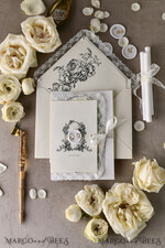 HOCHZEITS EINLADUNGEN vintage Spitze / rustikale Spitze Personalisierte Goldene Hochzeitseinladungen Vintage Spitze Einladungen Elfenbein39