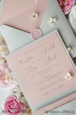 HOCHZEITS EINLADUNGEN vintage Spitze / rustikale Spitze Romantische Hochzeitseinladungen Vintage Spitze Personalisierte Einladung Hellgrau und Blush Pink39