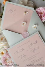 HOCHZEITS EINLADUNGEN vintage Spitze / rustikale Spitze Romantische Hochzeitseinladungen Vintage Spitze Personalisierte Einladung Hellgrau und Blush Pink39