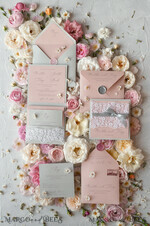 HOCHZEITS EINLADUNGEN vintage Spitze / rustikale Spitze Romantische Hochzeitseinladungen Vintage Spitze Personalisierte Einladung Hellgrau und Blush Pink39