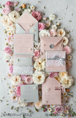 HOCHZEITS EINLADUNGEN vintage Spitze / rustikale Spitze Romantische Hochzeitseinladungen Vintage Spitze Personalisierte Einladung Hellgrau und Blush Pink39