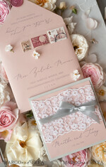 HOCHZEITS EINLADUNGEN vintage Spitze / rustikale Spitze Romantische Hochzeitseinladungen Vintage Spitze Personalisierte Einladung Hellgrau und Blush Pink39
